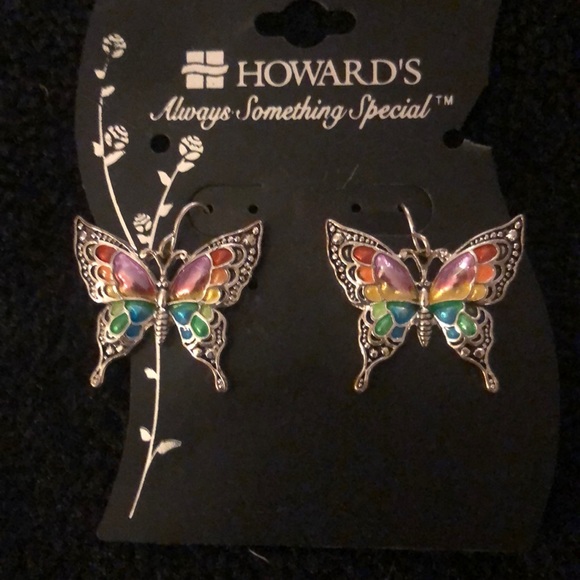 Jewelry - Enamel Butterfly Pierced Earrings with Marcasites